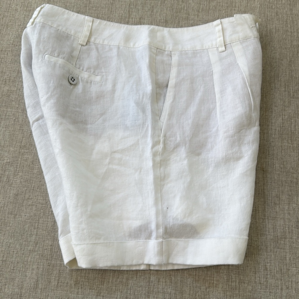 BODEN 100%‎ Linen Shorts White Folded Hem Women’s Size 4L pleated - Picture 4 of 12